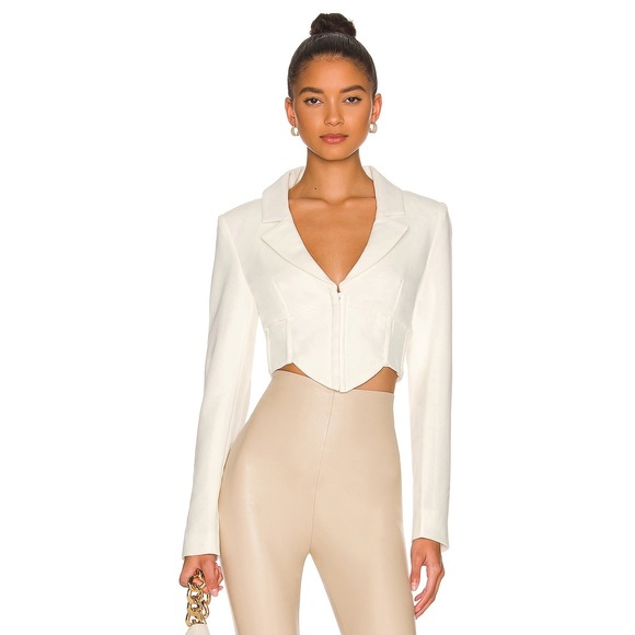 New Bardot Marcella Corset Blazer in Orchid White cropped - Picture 1 of 7
